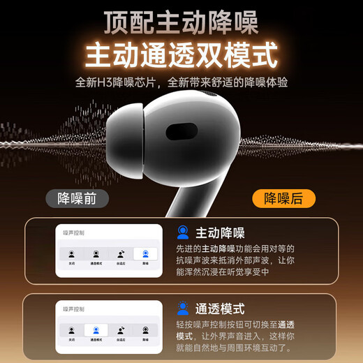 Huaqiangbei's new model, officially equipped with genuine products丨top version Pro9 generation Huaqiangbei Bluetooth headset Air Wireless Pro2 noise reduction national subsidy applicable to Apple iPhone17/16 in-ear Pods 2025 new model丨full-featured top version ANC active noise reduction + sliding tuning + spatial audio