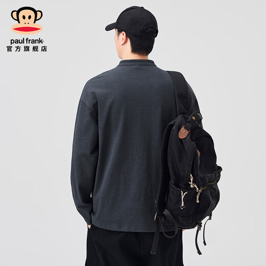 Big Mouth Monkey (paul frank) Henry collar long-sleeved T-shirt men's spring and autumn new men's American fashion brand versatile casual inner layering shirt top dark gray autumn new M recommended 100-120Jin Jin equals 0.5 kg