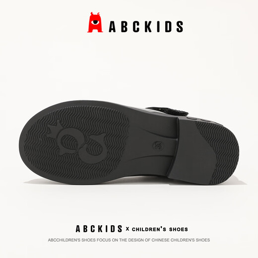 ABC KIDS children's shoes 2025 autumn new Velcro Mary Jane sweet style girls shallow heel small leather shoes black 26