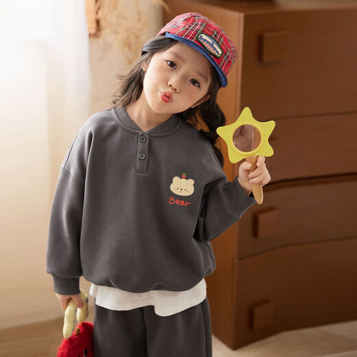 LUSON小O宝Okids童装宝宝加绒卫衣套装女超好看2025秋冬女童运动两件套