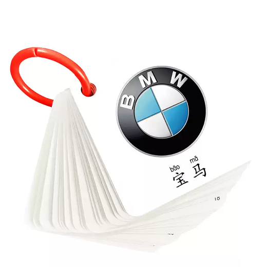 Tianmiaomiao children's car logo card car brand logo recognition car logo enlightenment early education cognitive card wall chart toy card 118 ordinary size 4 rings