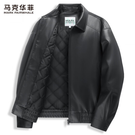 Mark Huafei American retro lapel leather jacket men's 2025 autumn and winter new loose motorcycle quilted pu leather jacket 1004 black 001 L 175