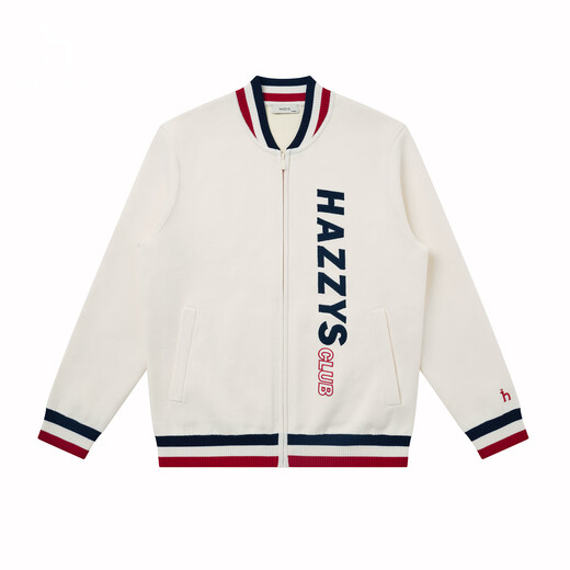 HAZZYS Men's Autumn Wool Jacket HRC Baseball Collar Zipper Sweater Men ABYZD0CDDD5 Beige OW 2XL (185/104A 52)