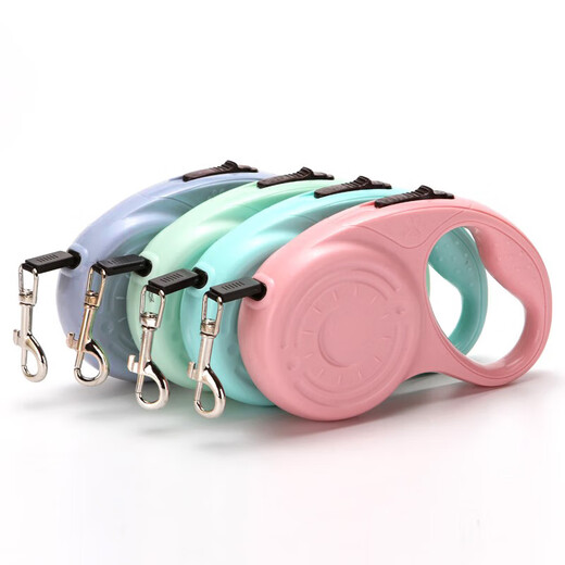 Pet retractable automatic traction rope for dogs when going out, portable automatic traction device for running, automatic retractable rope dog traction device, light purple 5 meters