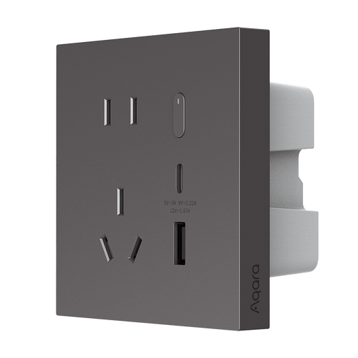 Aqara Lumi Lianchuang Smart Socket H2 Fast Charging Type-C has been connected to the HomeKit wall socket panel Smart Wall Socket H2_Yuanshan Gray
