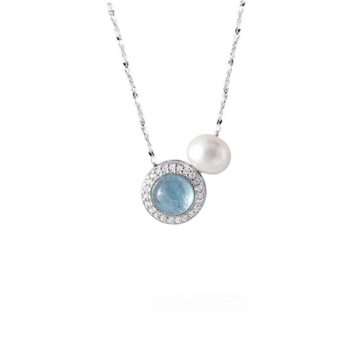 Lanlian Quality Aquamarine Necklace Freshwater Pearl Silver Jewelry Women's 2025 New Accessories Exquisite Pendant Summer Silver Necklace