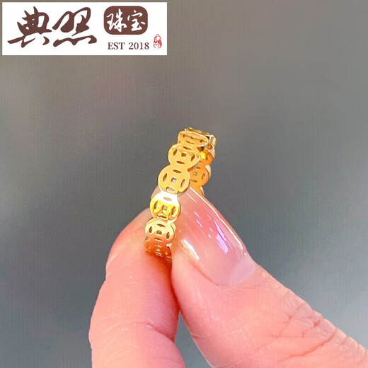 Model photo of Qian Duoduo plain ring ring for men and women, hollow copper coin, imitation couple ring, index finger, immediately rich ring No. 7 (reference 100-115 Jin Jin is equal to 0.5 kg)