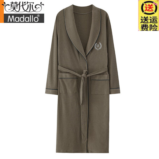 Peignoir à gaufre modale du printemps et de l'automne coton pur moyen de nuit masculine 2025 Nouveau peignoir intégré absorbant l'eau LJ16822 L [poids 120-140jin [Jin est égal à 0,5 kg]]]