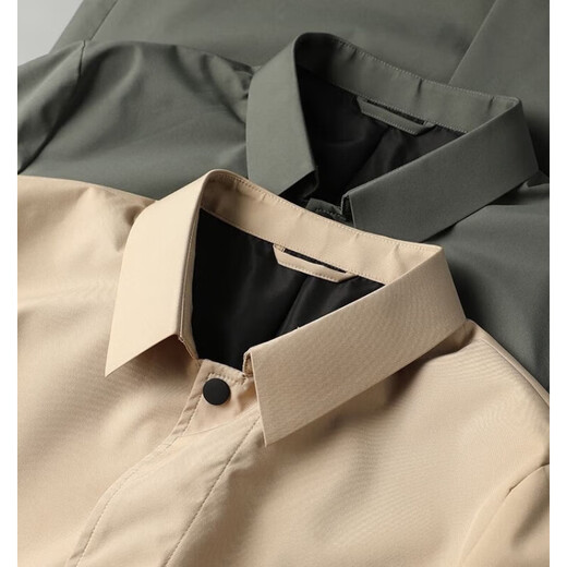 Su Lai Hangzhou Italian-French men's windbreaker high-end lapel mid-length men's 2025 spring simple loose thin coat black M