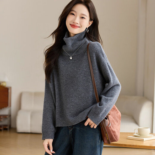 Shexi (Srcr) 365g thickened 100% wool sweater for women autumn and winter loose knitted base layer