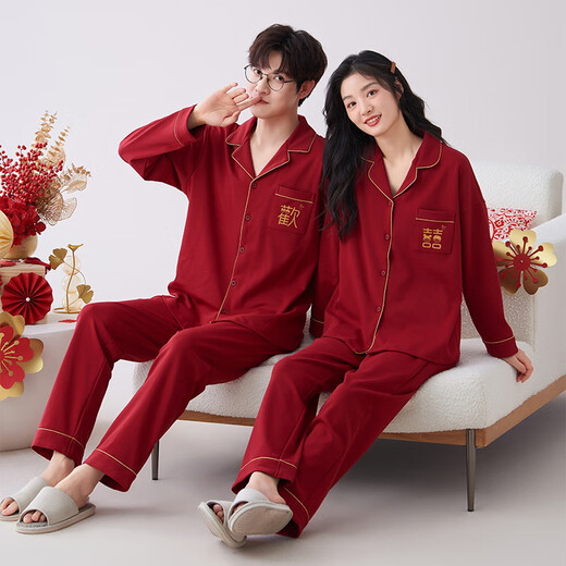 Victoria style couple pajamas wedding popular 2025 spring and autumn new wedding wedding dowry festive suit home clothes Z9520 couple XL women