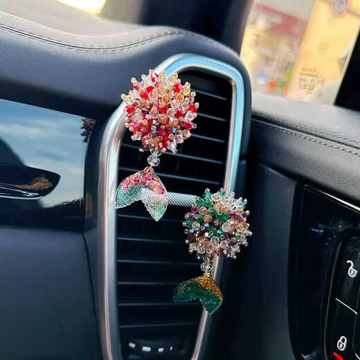 Yusenyi Internet celebrity car perfume air outlet aromatherapy car air conditioning decoration car fragrance tablets mermaid personality mixed green sequins tail air vent with fragrance tablets single price 1g 1 bottle