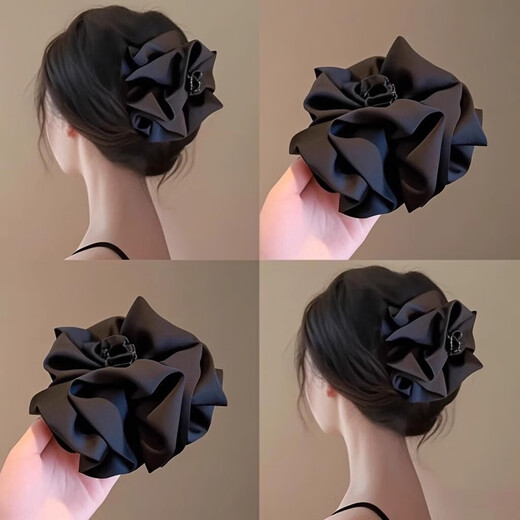 High-end temperament retro fluffy satin cloud bubble clip women's small hair clip back head hair accessories Cloud bubble clip large size about 13cm 1 piece