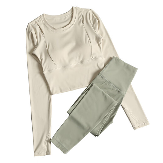 LULU Flagship Store 2025 New Yoga Wear Suit Women's Autumn and Winter Style Pilates Training Fitness Long-Sleeved Sports Top Cheese Yellow + Green Rock Gray XL