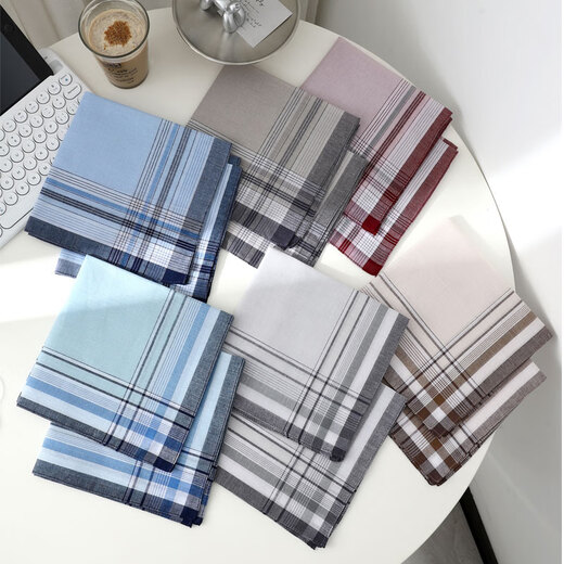 TLXT Retro Feelings Nostalgic Middle-aged and Elderly Men's Handkerchiefs Men's Handkerchiefs to Absorb Sweat and Wipe Sweat Retro Dyed Elder Gifts 440A-1 3 Pieces About 39CMx39CM 39x39cm