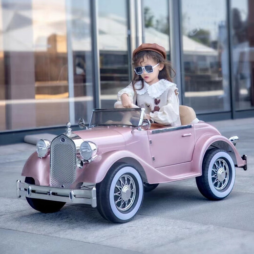 Segas double children's electric car four-wheel stroller baby remote control car children's classic car toy car can sit painted pink + rear tow + 280 yuan 12V12 Chaowei battery 550
