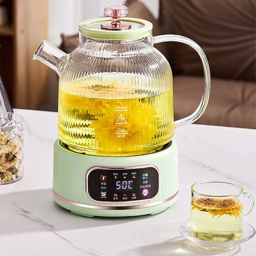 WIFER health pot all-glass kettle office mini tea maker stew all-in-one teapot household flower teapot small thermostatic pot multi-function mini electric kettle all glass 0 glue 12H constant temperature with stainless steel tea drain 1.5L