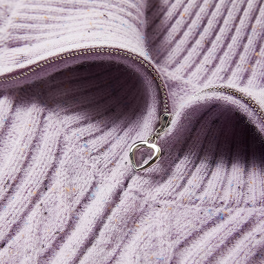 Xiangying Half-Zip Lapel Sweater Women's Long Sleeve 2025 Winter New Gentle Wind Pullover Purple Cable Sweater Purple XL 170/92A/125-140Jin Jin is equal to 0.5 kg