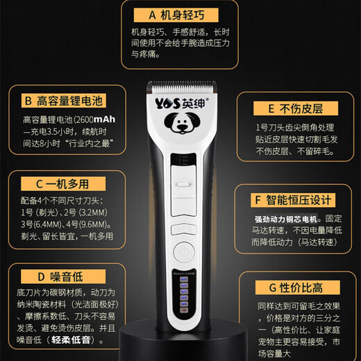 Yingshen pet electric clipper electric clipper for dogs and cats Teddy Samoyed Ragdoll cat gold gradient pet shaver 9880