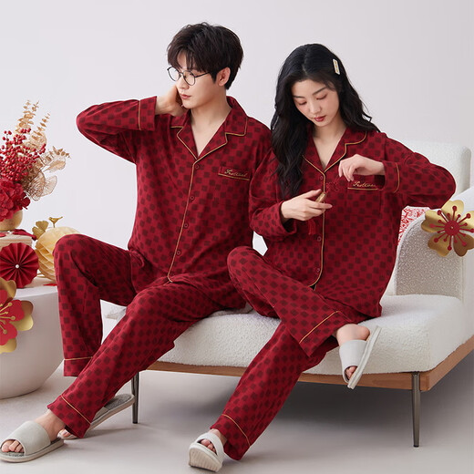 Victoria style couple pajamas wedding popular 2025 spring and autumn new wedding wedding dowry festive suit home clothes Z9520 couple XL women