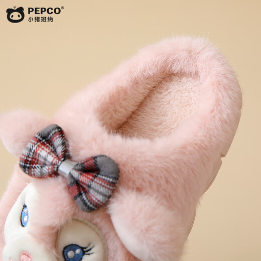 Piggy Banner men and women treasure indoor and outdoor wear home warm soft bottom cute cartoon plush children's cotton slippers pink 32