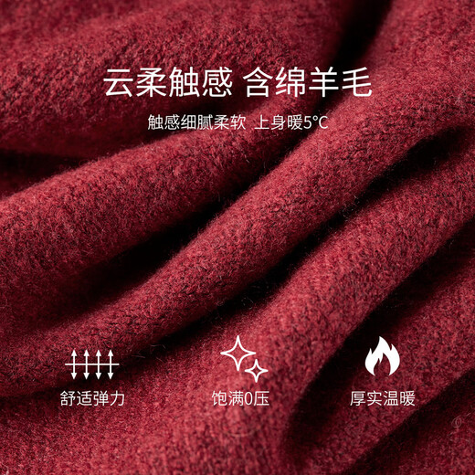 Shandubila New Year Red Sheep Wool Thick Sweater Women's Winter Warm Round Neck Sweater Age-Reducing Strawberry Sequins Loose Top