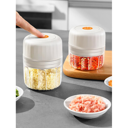 Garlic pounder Japanese garlic artifact household electric small wireless stirring chili pepper smashed garlic large 300ml three-leaf knife head