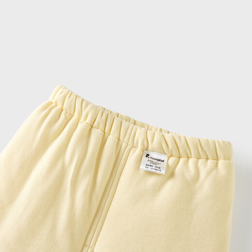 童泰（TONGTAI）宝宝套装秋冬季纯棉夹棉婴儿衣服儿童内衣薄棉上衣裤子黄色120cm