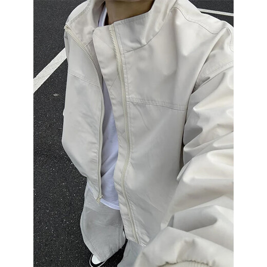 NYING American Workwear Jacket Men's 25 Autumn New Trendy Brand Tough Guy Casual Jacket Large Size Loose Short Top Rock Gray XL (125-140Jin Jin equals 0.5kg)