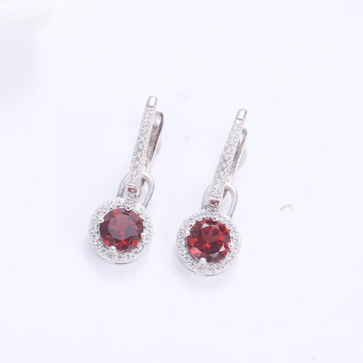 GEM STONE KINGGSK garnet earrings for women 925 silver set with 2.64 carat colored gemstone earrings for women classic simple earrings gift