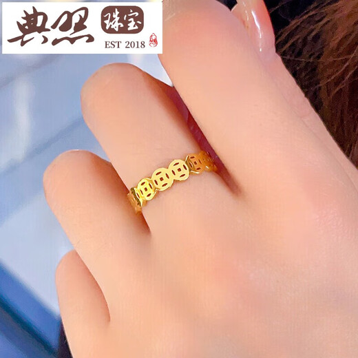 Model photo of Qian Duoduo plain ring ring for men and women, hollow copper coin, imitation couple ring, index finger, immediately rich ring No. 7 (reference 100-115 Jin Jin is equal to 0.5 kg)