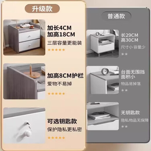 Armoire de chevet pour location de maison petit appartement chambre armoire de rangement de chevet avec tiroirs et serrures armoire de rangement de chevet multicouche tiroir simple couleur chêne pastoral 33*26*40 cm