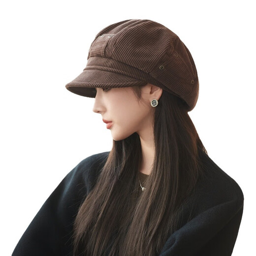 Raodie reversible big head painter's hat female beauty Lard style beret autumn and winter style face-showing small octagonal hat MM1558 black one size