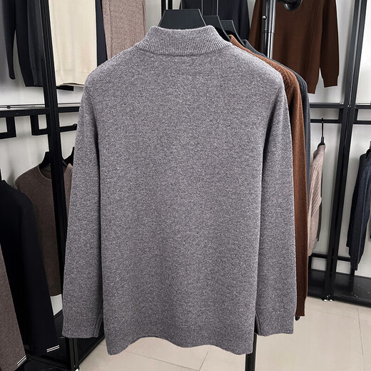 Heavy 400g pure wool sweater for men in autumn and winter thickened warm casual henley collar knitted bottoming sweater for men BE913 Comet Coffee L Recommended 120-135Jin Jin is equal to 0.5 kg