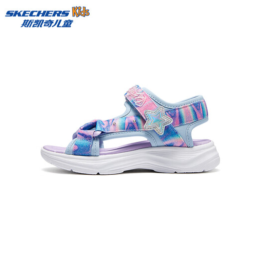 Skechers Skechers Children's Sandals Summer Girls Flashing Casual Shoes Sweet Lighting Fashion Princess Shoes 303103L Light Blue/Multi Color/LBMT 27.5