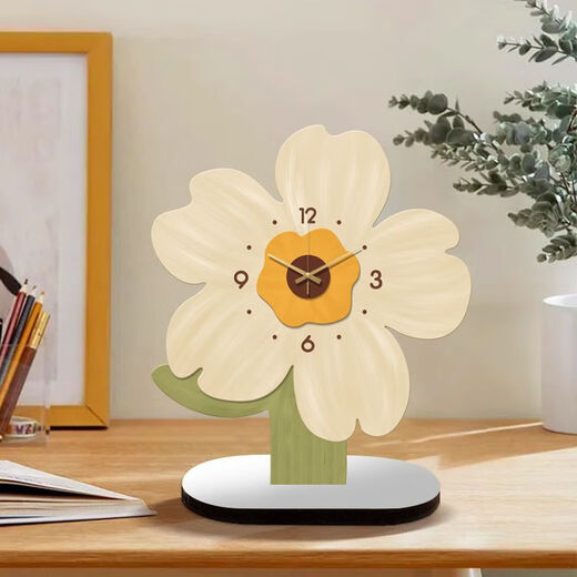 Simple modern desktop ornaments, small fresh clocks, light luxury living room decorations, clock table, sunflower clock ornaments, large size height 20*width 15cm