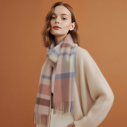 Hengyuanxiang Scarf Women's Winter Wool Plaid Shawl Autumn and Winter Women's Scarf for Mom's Birthday Gift Women's Day Gift Box
