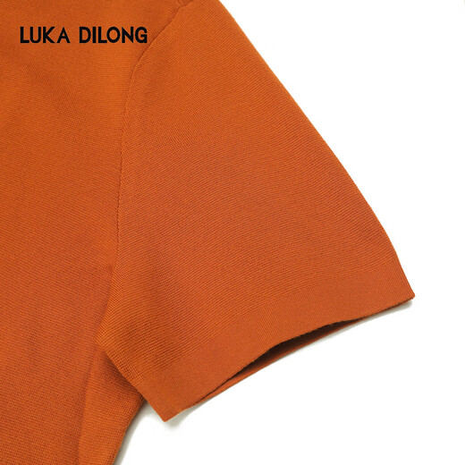 Luca Dilon 100% pure wool autumn new men's skin-friendly inner short-sleeved cardigan orange yellow L (50)