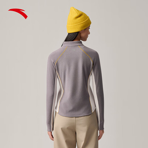ANTA Light and Warm T丨Semi-cardecked outdoor fleece jacket for women in autumn and winter slimming long-sleeved T-shirt sports top