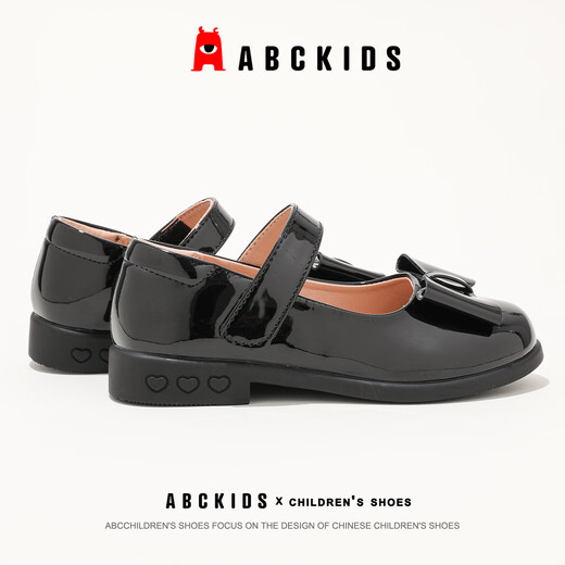 ABC KIDS children's shoes 2025 autumn new Velcro Mary Jane sweet style girls shallow heel small leather shoes black 26