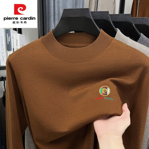 Pierre Cardin 2025 New Gray American Retro Henley Neck Sweater Men's Lazy Style Knitted Sweater Dark Gray L 115