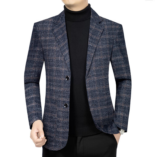 TPZBWG high-end brand plaid suit men's 2026 autumn and winter new business casual suit single suit men's jacket blue gray M 170