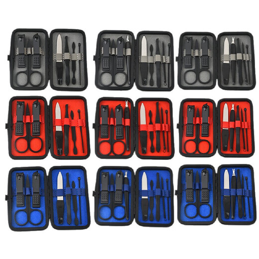 Factory wholesale manicure and manicure tools stainless steel sharp nail clippers nail scissors for home use 1 piece red 7 piece set color box packaging