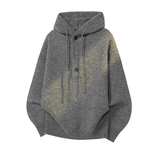 Jufeng light gray Henry collar sweater men's autumn and winter American retro sweater cleanfit trendy brand handsome jacket light gray L