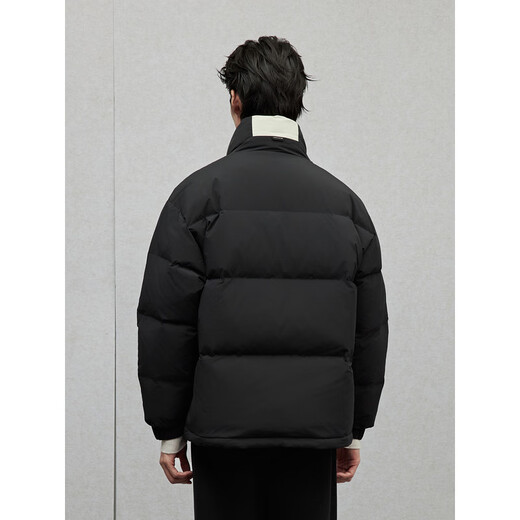 GXG Men's Simple Lined Contrast Color Stand Collar Bread Jacket Men's Light Puff Down Jacket Autumn and Winter New Product Black L