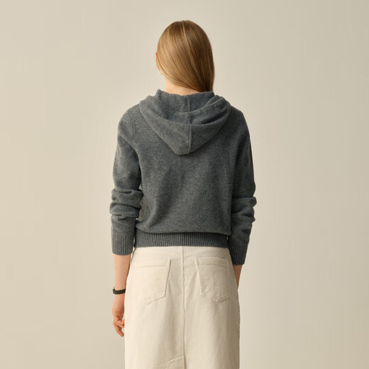 ELAND Yilian sweater women's fashion hooded thickened warm pullover sweater 2025 winter new style dark gray (17) D/Grey S /160