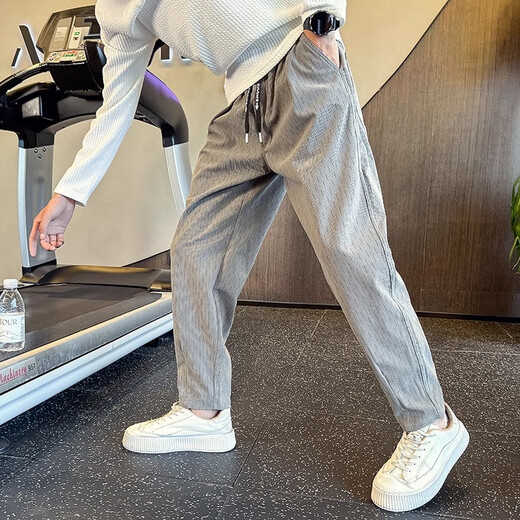 Kuraishi Kazuki trendy brand high-end handsome small feet harem pants for men 2025 spring and autumn new patch patch loose casual pants gray XL