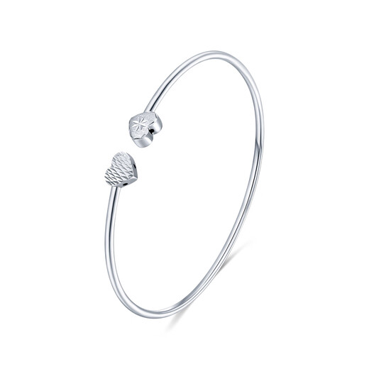 Mengjinyuan Platinum Bracelet PT950 Heart to Heart Bracelet Plain Ring Car Flower Bracelet Live as a Birthday Gift for Girlfriend and Wife