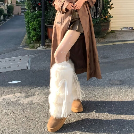 JIOESC Sock Covers Piles of Socks Women's Autumn and Winter Versatile Y2k Hot Girls Bow Strap Plush Warm Mid-calf Socks Leg Guards Plush White-Bow Knot Strap Sock Covers Sweet Spicy Versatile 1 Pair One Size