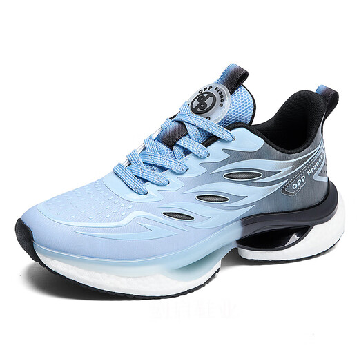 Трех апреля Tiger Sports Shoes Men's Summer's Big Kids's Shock, поглощающая легкие кроссовки, студенты подростки Trend 9888 светло-голубые (сетчатые кнопки) 37